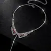 Cadena Sexy de Diamantes Rojos para Pezón Europea y Americana Corbata de Moño Sexy Cadena para el Pecho con Strass y Cuello Halter Accesorios de Moda Transfronterizos Cadena Corporal