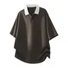 Camisa Polo Casual Americana de Verão com Gola Camisa Manga Curta Masculina Top Masculino Solto e Respirável Estilo Masculino