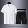 Camiseta para hombres de mediana edad y mayores verano 2024 Traje de verano para papás nuevos Manga corta de seda helada ropa de papá papá