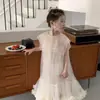 Vestido Cuadrado de Lentejuelas y Perlas para Niña Verano 2026, Vestido de Princesa de Malla para Bebé, Vestido Sabor Pastel de Albaricoque, Vestido de Corte A