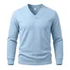 Suéter de Punto Jacquard Pesado con Cuello en V para Hombre Transfronterizo 2026, Pulóver Casual de Manga Larga Color Sólido Elástico