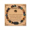 Pulseiras de Pedra Natural do Zodíaco com 12 Signos, Embaladas em Cartão, Design Único, Pedras Guardiãs do Zodíaco, Pulseiras de Aniversário, Fornecimento Transfronteiriço da Moda