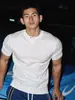 E-commerce Transfronteiriço do Sudeste Asiático Camisa Henley Retrô Americana Masculina Camiseta de Manga Longa de Seda Gelada Gola Henley Camada Base Camiseta Fitness