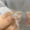 Anillos de Pareja Ángel y Demonio de Piedra Lunar para Hombres y Mujeres, Diseño Estilo Ins, Anillo Abierto Versátil, Sensación de Gama Alta de Nicho