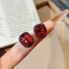 Colgante de Lujo Ligero con Diamantes Completos y Corindón Rojo, Elegante, Sencillo y de Moda, Pendientes Anillo de Diamantes Rojo Rosa, Conjunto de Tesoros de Color Diamante Aguamarina para Mujer
