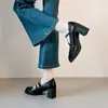 Zapatos Mary Jane de Tacón Grueso Silenciosos Estilo Nuevo con Tacones Altos de 6.5 cm, Banda Elástica, Punta Cuadrada, Elegantes Zapatos de Tacón Alto para Personas Menudas