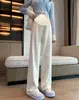 Pantalones de Felpa de Algodón Europeo para Mujeres Embarazadas Otoño e Invierno con Forro de Felpa Moda Exterior Sueltos Adelgazantes Combinan con Todo Casual Pantalones Estrechos de Pierna Ancha