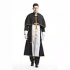 Túnica Roja Negra de Halloween Vampiro Masculino Cosplay Túnica de Mago Abrigo Sucio de la Muerte Sacerdote Bruja