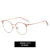 95600 gafas de moda europeas y americanas con montura redonda de metal con luz anti-azul, montura pequeña transfronteriza, espejo plano, moda para fotografía callejera, montura óptica