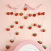 Cortina Decorativa Cálida Familiar de Fresa Roja Cortina Divisoria Bloqueo Cortina de Dormitorio sin Perforaciones Baño Hogar