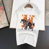Camiseta unisex de algodón 100%, cuello redondo, manga corta, corte holgado, casual, moderna, con estampado de letras Hermes transfronterizo, AMS Emma S100