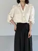 Camisa de Manga Longa de Madeira com Botão de Madeira Estilo Old Money Jiang Zuo para Mulheres Outono Top de Alto Padrão 1920
