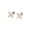 Pendientes Henson con forma de ojo de caballo, circonita, cruz, flor, clavo para oreja, doble cabeza, varilla roscada, acero de titanio, clavo para oreja, para niña
