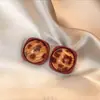 Brincos Quadrados Elegantes Retro com Esmalte Pingando Estampa de Leopardo para Mulheres 2025 Novos Brincos de Outono e Inverno de Alta Qualidade Brincos Modernos e Únicos