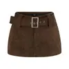 Falda Mini Sexy de Cintura Baja para Chica Caliente con Cinturón Otoño e Invierno Ajustada Antiexposición Falda Corta