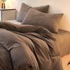Juego de Cama de Lujo de Cuatro Piezas de Terciopelo de Leche Tallado para Otoño e Invierno, Funda de Edredón de Terciopelo Coral, Color Sólido Simple, Sábanas de Cama, Juego de Cama de Tres Piezas