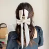 Diadema de Moño de Gasa Francesa Súper Hada Pinza Grande para el Cabello Clip de Primavera para Mujer Pinza Trasera para el Cabello Tocado Amarillo Sirena Ji