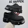 Nuevos Zapatos Derby de Metal Serie Industria Pesada con Suela Gruesa Zapatos Retro de Moda para Hombre Sentido de Alta Gama Aumentado Zapatos de Cuero Oscuro