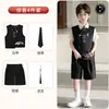 Traje Formal Infantil Estilo Chinês, Conjunto de Colete Bordado Estilo Nacional, Roupa para Fotografia de Pajem Menino, Traje para Apresentação de Anfitrião de Evento de 1º de Junho