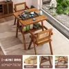 Sillas de Ocio para Uso en el Hogar en Apartamentos Pequeños, Mesas y Sillas de Comedor para Balcón, Mesas Cuadradas de Mimbre de Ocio, Mesas y Sillas Exteriores Modernas y Sencillas