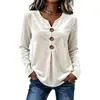 2026 Europeu e Americano transfronteiriço Amazon novo feminino elegante gola V botão manga longa veludo top camiseta