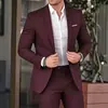 Comercio Exterior Traje Elegante para Hombre Conjunto Color Sólido Alto Nivel Temperamento Banquete Vestido de Noche Corte Ajustado Moda Pantalones de Traje Hombre