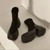 Botas Martin Elásticas para Mujer 2025 Otoño Nuevas Botas Cortas, Modernas y Versátiles, Look Retro Adelgazante, Botas Delgadas de Tacón Grueso para Personas Bajas