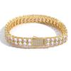 Pulsera de Moda Marca Ins Hip-Hop para Hombre 5mm Doble Fila Diamante Completo Zircón Pulsera Cadena Hip-Hop Hebilla de Resorte Cadena de Tenis para Hombre