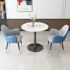 Mesa de Negociación de Pizarra y Combinación de Sillas Silla de Cuero con Garra de Gato Mesa de Recepción de Negocios Mesa Redonda Pequeña Balcón Ocio Café Lujo Ligero Mesa de Comedor