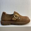 Mocasines Birkennedy de piel de vaca de primera capa para mujer, primavera 2025, estilo universitario, con hebilla, ligeros, cómodos e informales.