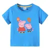 2023 Nueva Ropa Infantil Camiseta de Verano de Manga Corta de Cerdo para Niños Niñas Camiseta Básica para Bebé Camiseta de Media Manga Infantil Top Infantil
