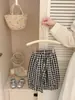 Pantalones largos de cuadros para bebé niña de primavera y otoño, pantalones tipo linterna con bolsillo para bebé, pantalones rectos casuales de cuadros blancos y negros para niño pequeño