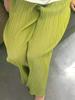 Pantalones casuales de primavera y verano para mujer, plisados, sencillos, sueltos, cómodos, elásticos, Miyake, pantalones rectos adelgazantes de cintura alta clásicos