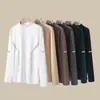 Nueva Camiseta Básica de Cuello Medio Alto para Hombre Otoño e Invierno 2025, Ropa Interior Holgada y de Moda, Camiseta Negra de Manga Larga para Otoño