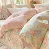 Novo Conjunto de Algodão Puro de Quatro Peças 2026, Roupa de Cama 100% Algodão, Capa de Edredom Floral Fresca, Conjunto de Lençol de Dormitório de Três Peças, Adequado para Todas as Estações