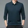 Camiseta de Manga Larga para Hombre Douyin Primavera 2024 Color Sólido Cuello Camisero Camisa Polo Top para Hombre Venta al por Mayor
