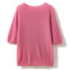 Ropa de Primera Línea de Cachemira y Seda de Morera Estilo Coreano Suave Cera Primavera y Otoño Manga Corta para Mujer Cuello Redondo Holgado Delgado Camiseta Base Suéter