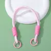 Lanyard colorido simples para celular com fivela dupla, chaveiro pingente em blocos de cor trançado à mão, cordão de poliéster anti-perda, disponível para atacado