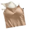 Verano Nuevo Seda de Hielo Sin Costuras Hermoso Espalda Tirantes Chaleco Cinturón Almohadilla para el Pecho Copa de Una Pieza Fija para Mujer Envoltura de Pecho Ropa Base Combinable