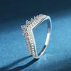 Anillo de Plata S925 Corona de Princesa Anillo para Mujer Anillo Elegante para Joven Anillo Apilable Joyería Fábrica Venta al por Mayor Transmisión en Vivo Transfronterizo