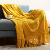 Manta de tricô, manta de sofá, manta de pé de cama, manta decorativa de sofá, manta de lã nórdica, manta para cochilo de inverno no escritório