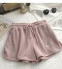 Pantalones cortos deportivos tipo gofre para mujer, de verano, estilo coreano, holgados, adelgazantes, de corte A, de pierna ancha, para estar en casa.