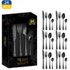 Amazon 1010 juego de cubiertos de acero inoxidable de 24 piezas para comida occidental, hotel, cuchillo para bistec, tenedor y cuchara, traje de caja de regalo de cuatro componentes