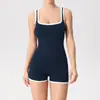 Shorts de Yoga de una Pieza para Mujer, Mono sin Espalda para Fitness, Body Ajustado para Deportes de Baile con Almohadillas en el Pecho, Ropa para Yoga Aéreo