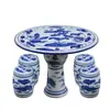 Jingdezhen Cerámica Mesa Taburete Redonda Mesa Antigua Porcelana Azul y Blanca Decoración Balcón Patio Exterior Jardín Mesa Taburete juego