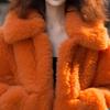 Estilo Socialité Naranja Lana de Cordero Polar Abrigo Esponjoso Estilo Coreano Estilo Perezoso Grueso para Mujer Nuevo 2026 Modelo Más Vendido Otoño e Invierno