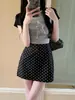 Saia de Bolinhas para Mulheres 2025 Verão Tamanho Grande Cintura Alta Petite Hot Girl Look Emagrecedor A-Line Um Passo Cobre Quadril Saia Curta Tendência