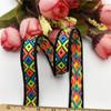Pacote de Fita com Borda Cortada de 1cm, Fita Colorida em Formato de Diamante com Renda Xadrez de Estilo Étnico, Roupa com Laço de Estilo Chinês Tradicional