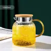 Tetera de vidrio martillado estilo japonés, resistente a altas temperaturas, tetera de gran capacidad para té frío, tetera floral para uso doméstico para infusión en frío