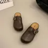 Sandálias Birkenstock Minimalistas Estilo Japonês para Mulheres, Superfície em Couro Respirável, Impermeáveis, Sola Macia, Antiderrapantes, Duráveis, Adequadas para Estudantes, Sandálias Slip-On Casuais para o Dia a Dia